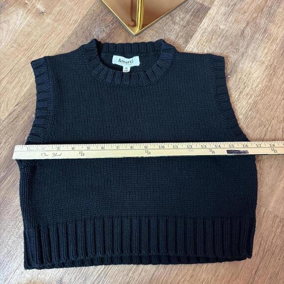 knit sleeveless sweater vest en merci sz medium black corpcore indievanguard - Picture 6 of 6